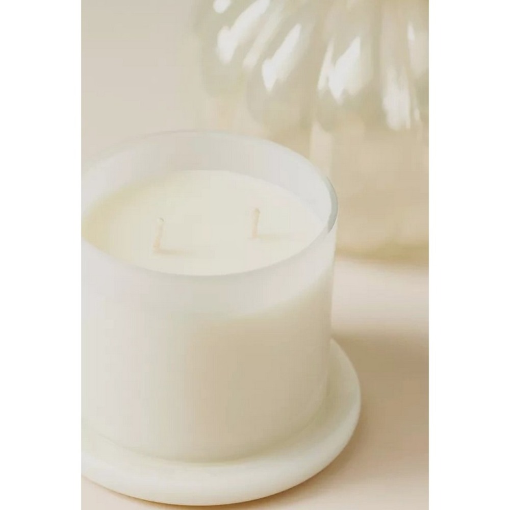 Anthropologie Cloche Glass Candle Jar Malted Pumpkin Rum Woodsy Scent Great Gift - Picture 4 of 6